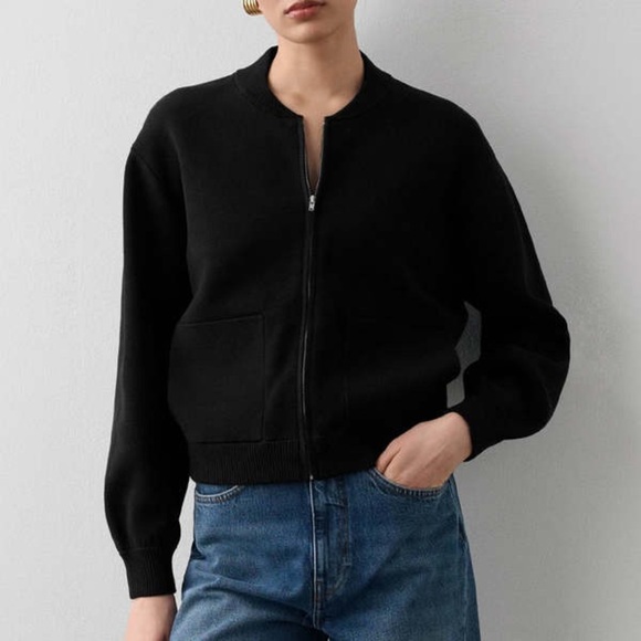 WHITE + WARREN Superfine Organic Cotton Track Jacket Zip Sweater Jacket - Picture 1 of 12